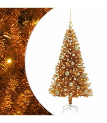 vidaXL Christmas Tree with LED Light Gold 120 cm PET and Steel