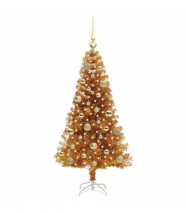 vidaXL Christmas Tree with LED Light Gold 120 cm PET and Steel