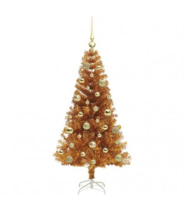 vidaXL Christmas Tree with LED Light Gold 120 cm PET and Steel