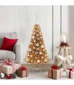 vidaXL Christmas Tree with LED Light Gold 120 cm PET and Steel