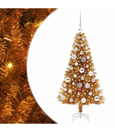 vidaXL Christmas Tree with LED Light Gold 120 cm PET and Steel