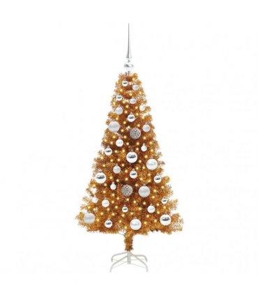vidaXL Christmas Tree with LED Light Gold 120 cm PET and Steel