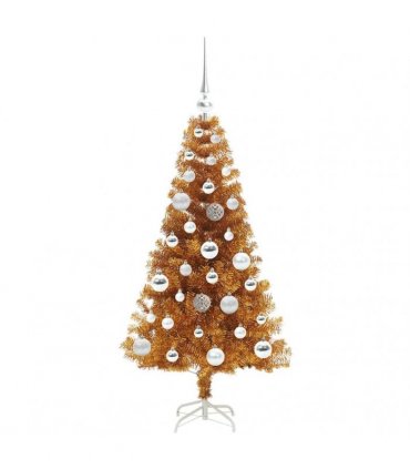 vidaXL Christmas Tree with LED Light Gold 120 cm PET and Steel