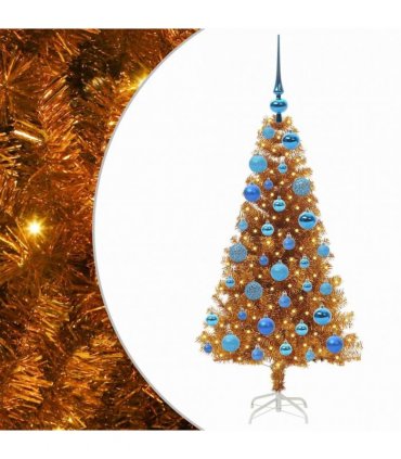 vidaXL Christmas Tree with LED Light Gold 120 cm PET and Steel