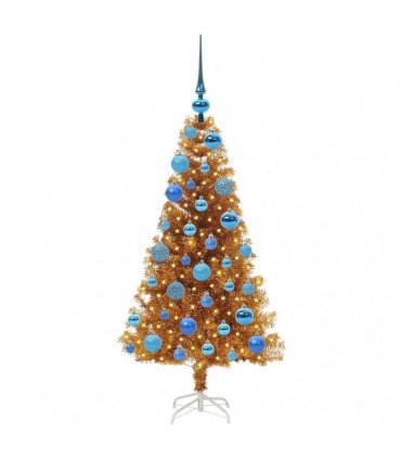 vidaXL Christmas Tree with LED Light Gold 120 cm PET and Steel