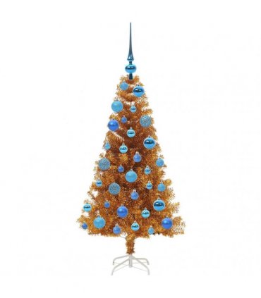 vidaXL Christmas Tree with LED Light Gold 120 cm PET and Steel