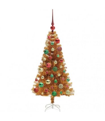 vidaXL Christmas Tree with LED Light Gold 120 cm PET and Steel