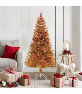 vidaXL Christmas Tree with LED Light Gold 150 cm PET and Steel