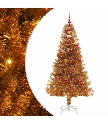 vidaXL Christmas Tree with LED Light Gold 150 cm PET and Steel