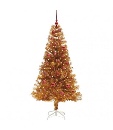 vidaXL Christmas Tree with LED Light Gold 150 cm PET and Steel