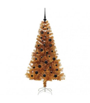 vidaXL Christmas Tree with LED Light Gold 150 cm PET and Steel
