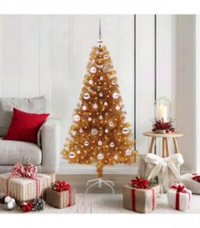 vidaXL Christmas Tree with LED Light Gold 150 cm PET and Steel
