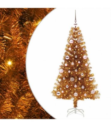 vidaXL Christmas Tree with LED Light Gold 150 cm PET and Steel