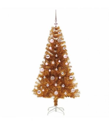 vidaXL Christmas Tree with LED Light Gold 150 cm PET and Steel