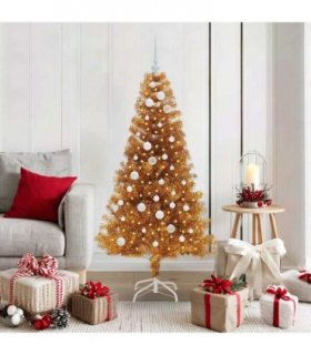 vidaXL Christmas Tree with LED Light Gold 150 cm PET and Steel