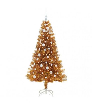 vidaXL Christmas Tree with LED Light Gold 150 cm PET and Steel