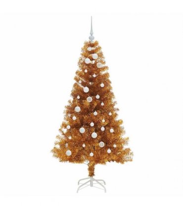 vidaXL Christmas Tree with LED Light Gold 150 cm PET and Steel