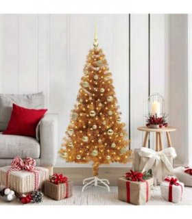 vidaXL Christmas Tree with LED Light Gold 150 cm PET and Steel
