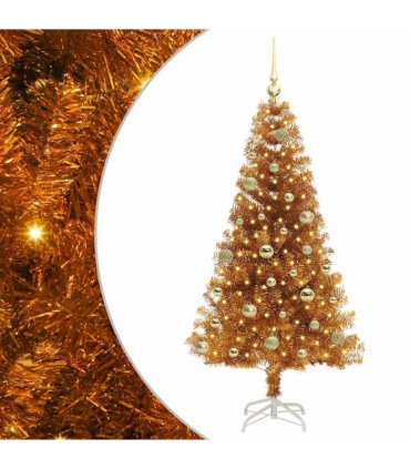 vidaXL Christmas Tree with LED Light Gold 150 cm PET and Steel
