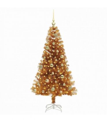 vidaXL Christmas Tree with LED Light Gold 150 cm PET and Steel