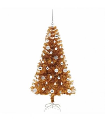 vidaXL Christmas Tree with LED Light Gold 150 cm PET and Steel