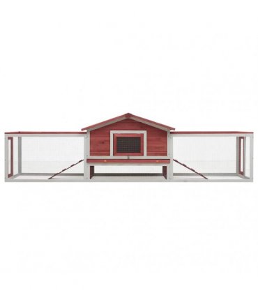 vidaXL Rabbit Hutch Red 310x70x87 cm Solid Pine & Fir Wood