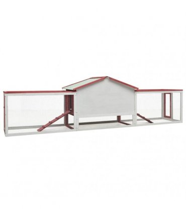 vidaXL Rabbit Hutch Red 310x70x87 cm Solid Pine & Fir Wood