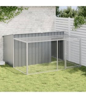 vidaXL Dog House with Run Anthracite 197x194x110 cm Galvanised Steel