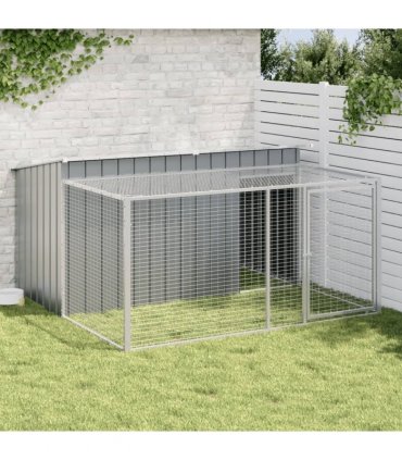 vidaXL Dog House with Run Anthracite 197x194x110 cm Galvanised Steel