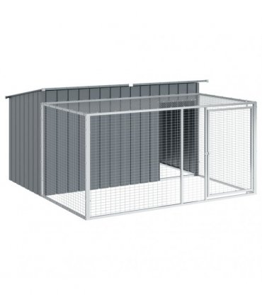 vidaXL Dog House with Run Anthracite 197x194x110 cm Galvanised Steel
