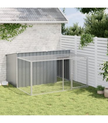 vidaXL Dog House with Run Anthracite 197x194x110 cm Galvanised Steel