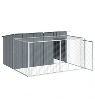 vidaXL Dog House with Run Anthracite 197x194x110 cm Galvanised Steel