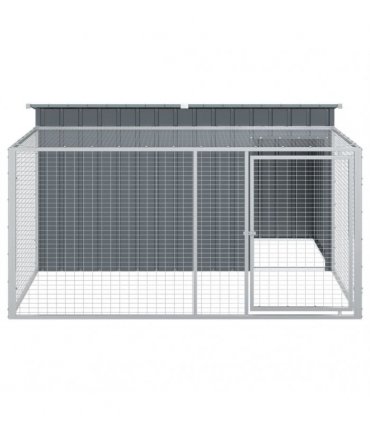 vidaXL Dog House with Run Anthracite 197x194x110 cm Galvanised Steel