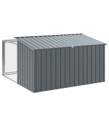 vidaXL Dog House with Run Anthracite 197x194x110 cm Galvanised Steel