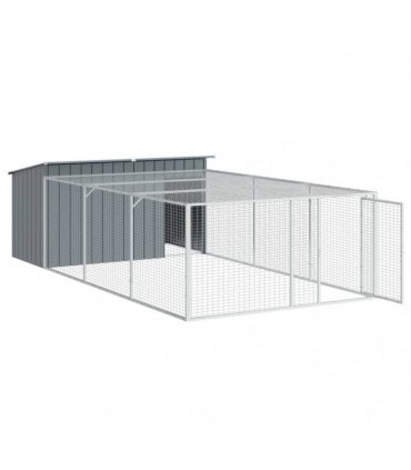 vidaXL Dog House with Run Anthracite 197x396x110 cm Galvanised Steel