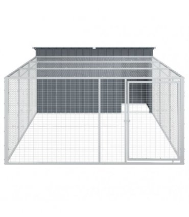 vidaXL Dog House with Run Anthracite 197x396x110 cm Galvanised Steel