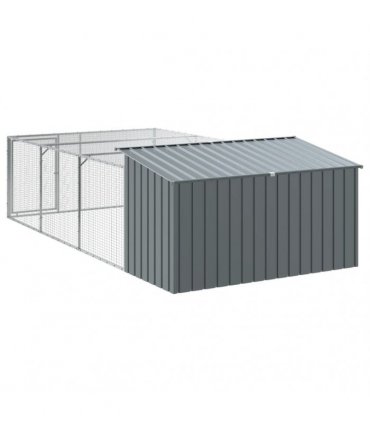 vidaXL Dog House with Run Anthracite 197x396x110 cm Galvanised Steel