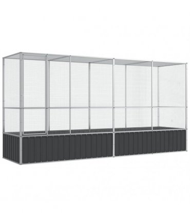 vidaXL Aviary with Extension Silver 418,5x107x212 cm Steel