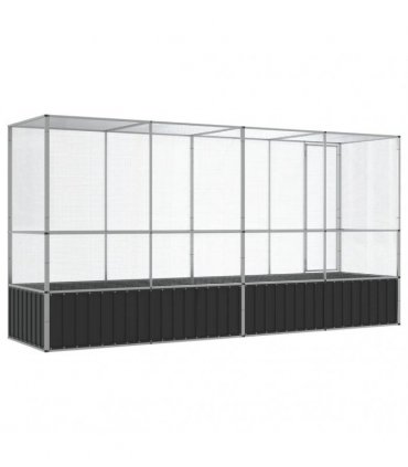 vidaXL Aviary with Extension Silver 418,5x107x212 cm Steel