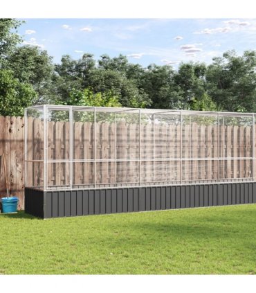 vidaXL Aviary with Extension Silver 1250,5x107x212 cm Steel