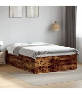 vidaXL Bed Frame without Mattress Smoked Oak 135x190 cm