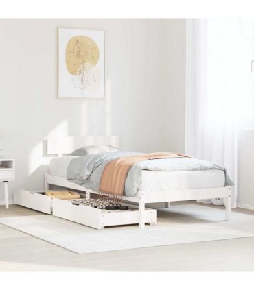 vidaXL Bed Frame without Mattress White 75x190 cm Solid Wood Pine