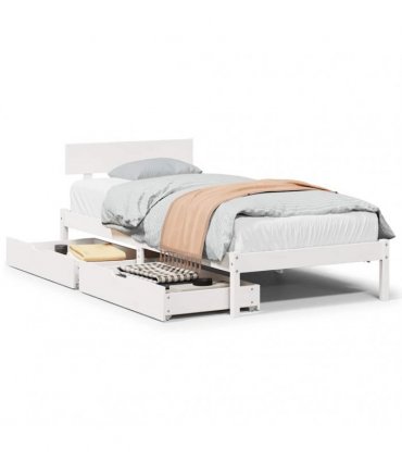 vidaXL Bed Frame without Mattress White 75x190 cm Solid Wood Pine