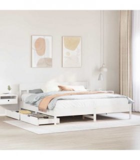 vidaXL Bed Frame without Mattress White 200x200 cm Solid Wood Pine