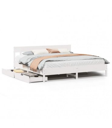 vidaXL Bed Frame without Mattress White 200x200 cm Solid Wood Pine
