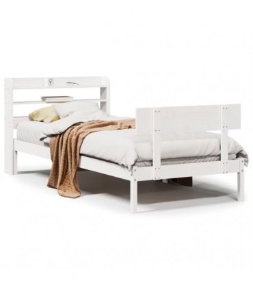 vidaXL Bed Frame without Mattress White 75x190 cm Solid Wood Pine