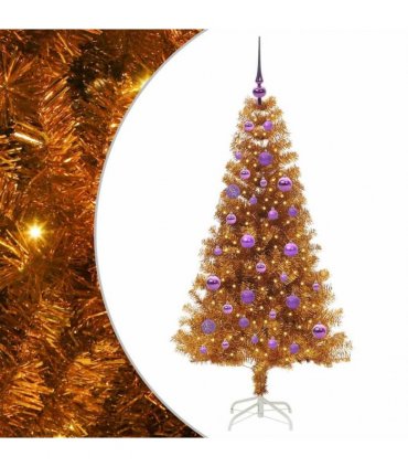vidaXL Christmas Tree with LED Light Gold 150 cm PET and Steel