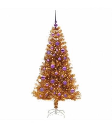 vidaXL Christmas Tree with LED Light Gold 150 cm PET and Steel