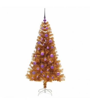 vidaXL Christmas Tree with LED Light Gold 150 cm PET and Steel