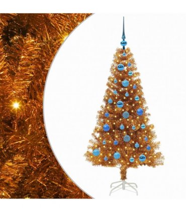 vidaXL Christmas Tree with LED Light Gold 150 cm PET and Steel